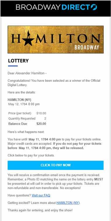 Hamilton Lottery Screenshot