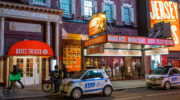 Take Me Out on Broadway at Helen Hayes Theatre and a couple of police cars