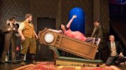 Grandfather clock falls in The Play That Goes Wrong on Broadway