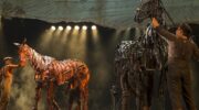 Joey and Topthorn puppet horses in War Horse on Broadway