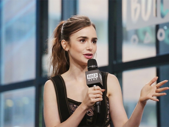 Actress Lily Collins appears on the AOL Build Show