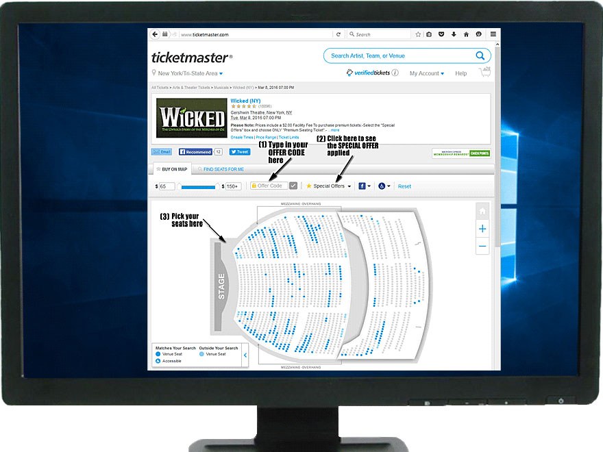 ticketmaster-discount-offer-code-box-and-the-interactive-seat-finder-map