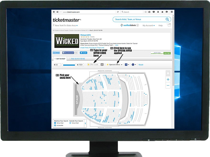 Ticketmaster seat finder page