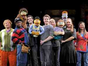 The puppets and people of the Avenue Q cast