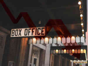 Broadway box office red down arrow chart