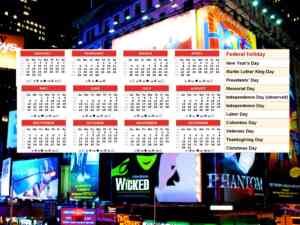 Broadway Show Holiday Calendar