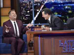 James Corden and Stephen Colbert on The Late Show