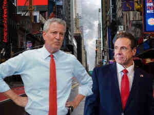 Broadway Reopening Bill di Blasio and Andrew Cuomo
