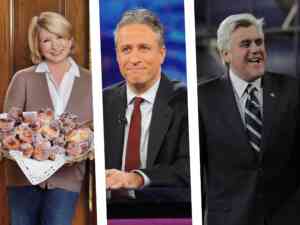 Martha Stewart, Jon Stewart, and Jay Leno are among the most popular television hosts ever
