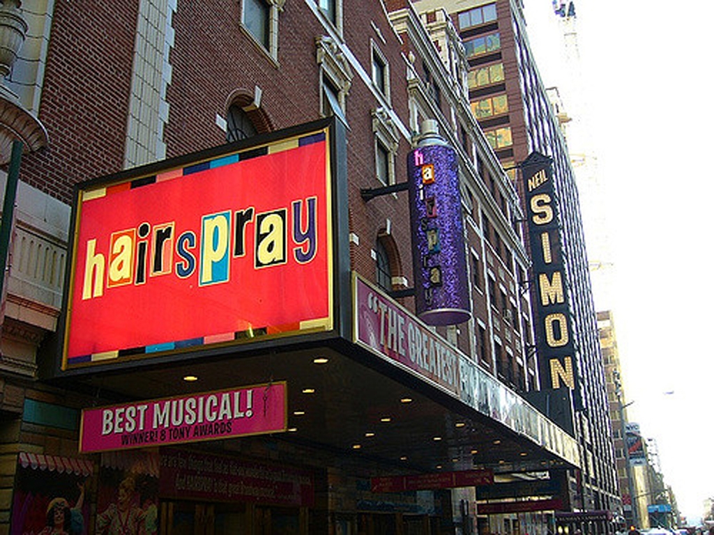 Hairspray marquee at the Neil Simon Theatre in NYC