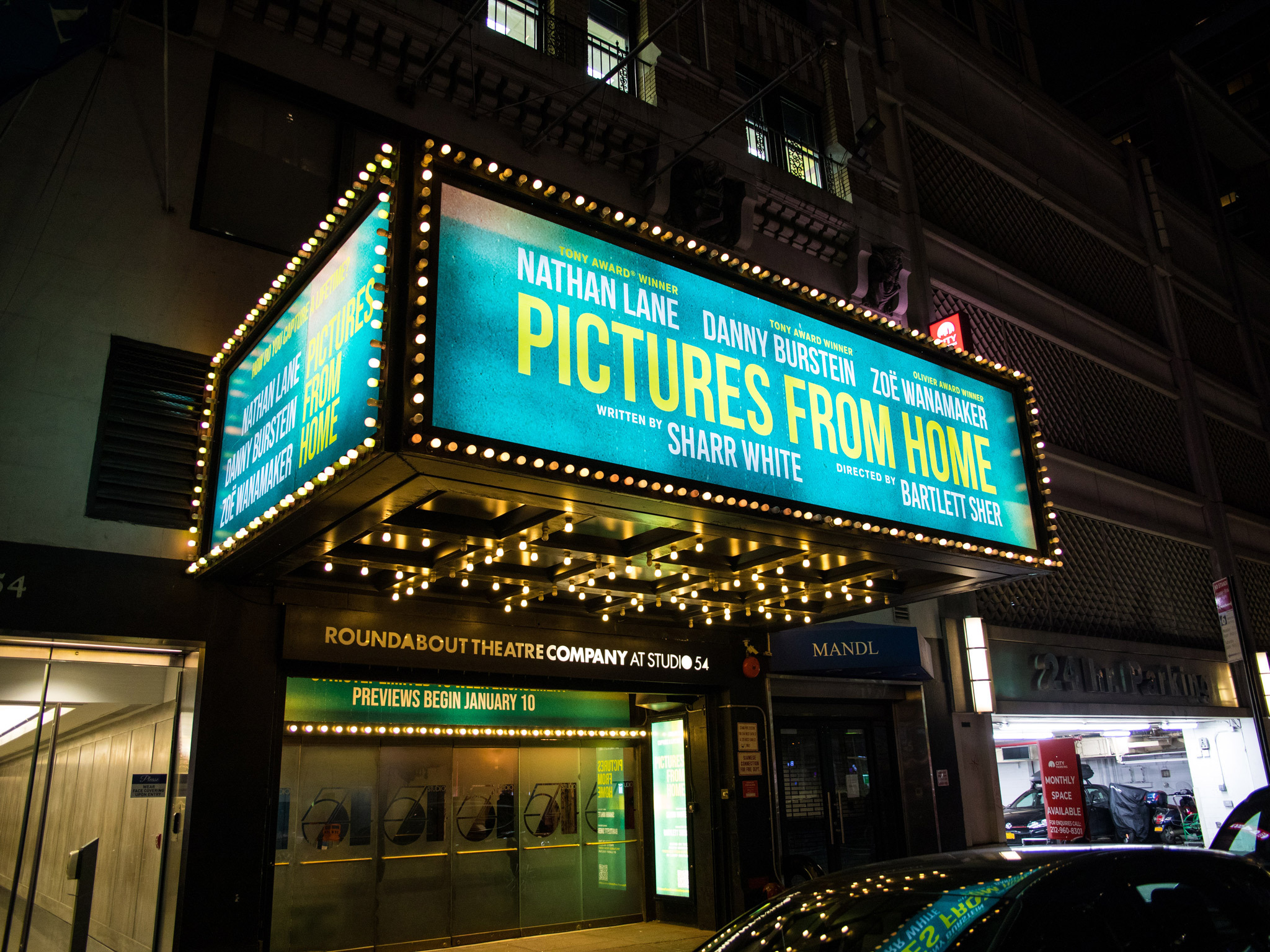 Pictures From Home On Broadway Theatre Marquee