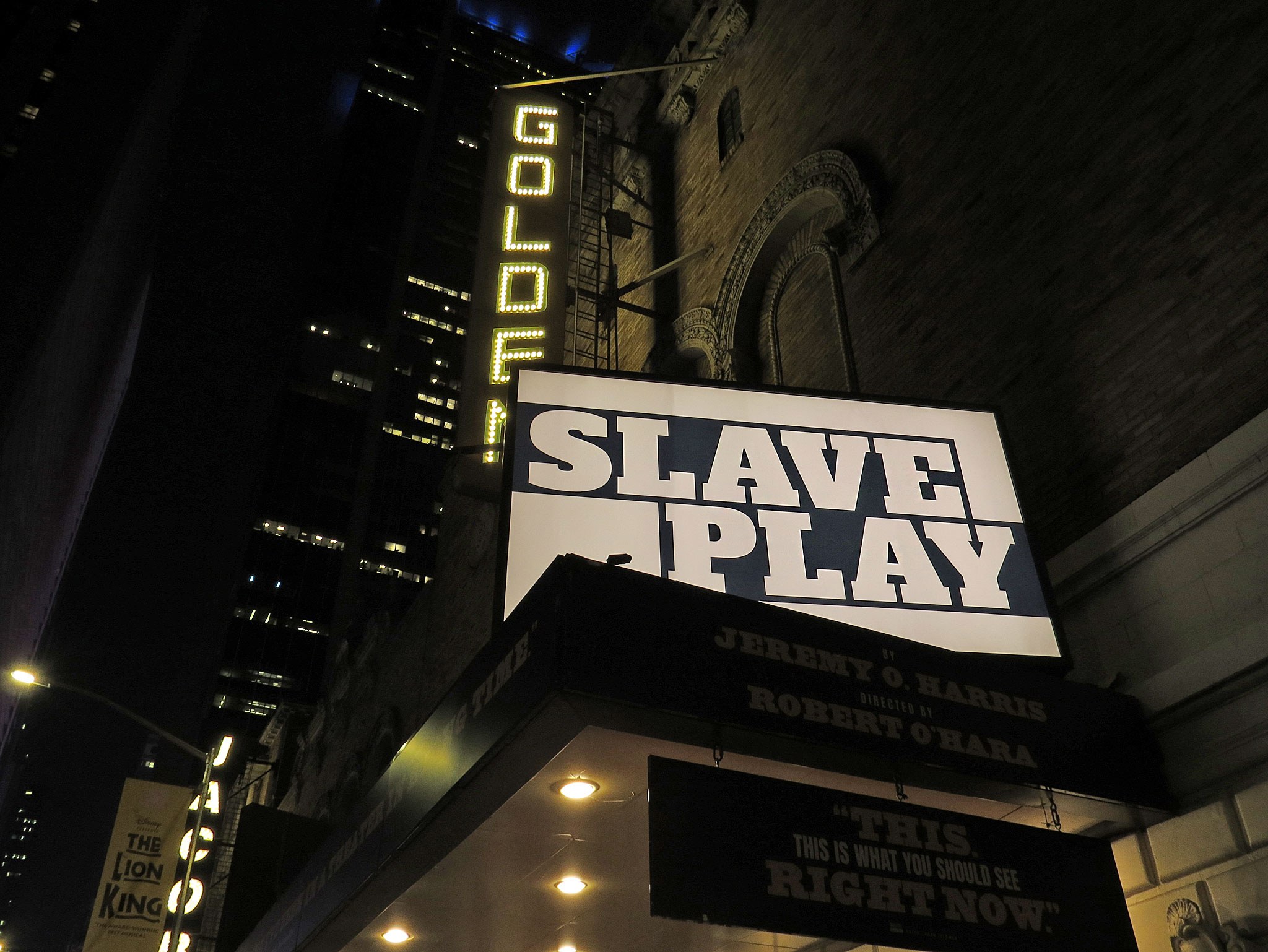 Slave Play Marquee at the John Golden Theatre