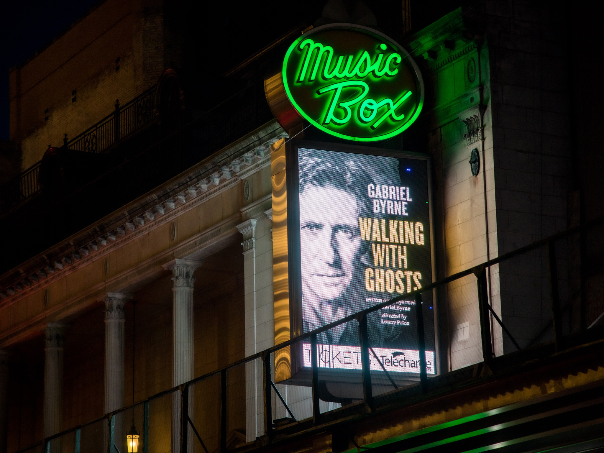 Walking With Ghosts Marquee at the Music Box Theatre in NYC