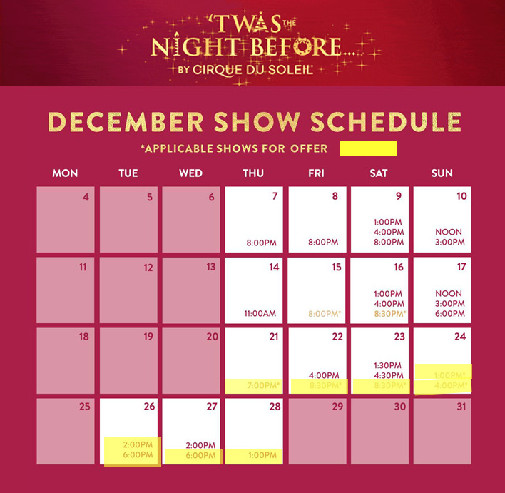 T'was The Night Before December 2023 Discount Offer Schedule