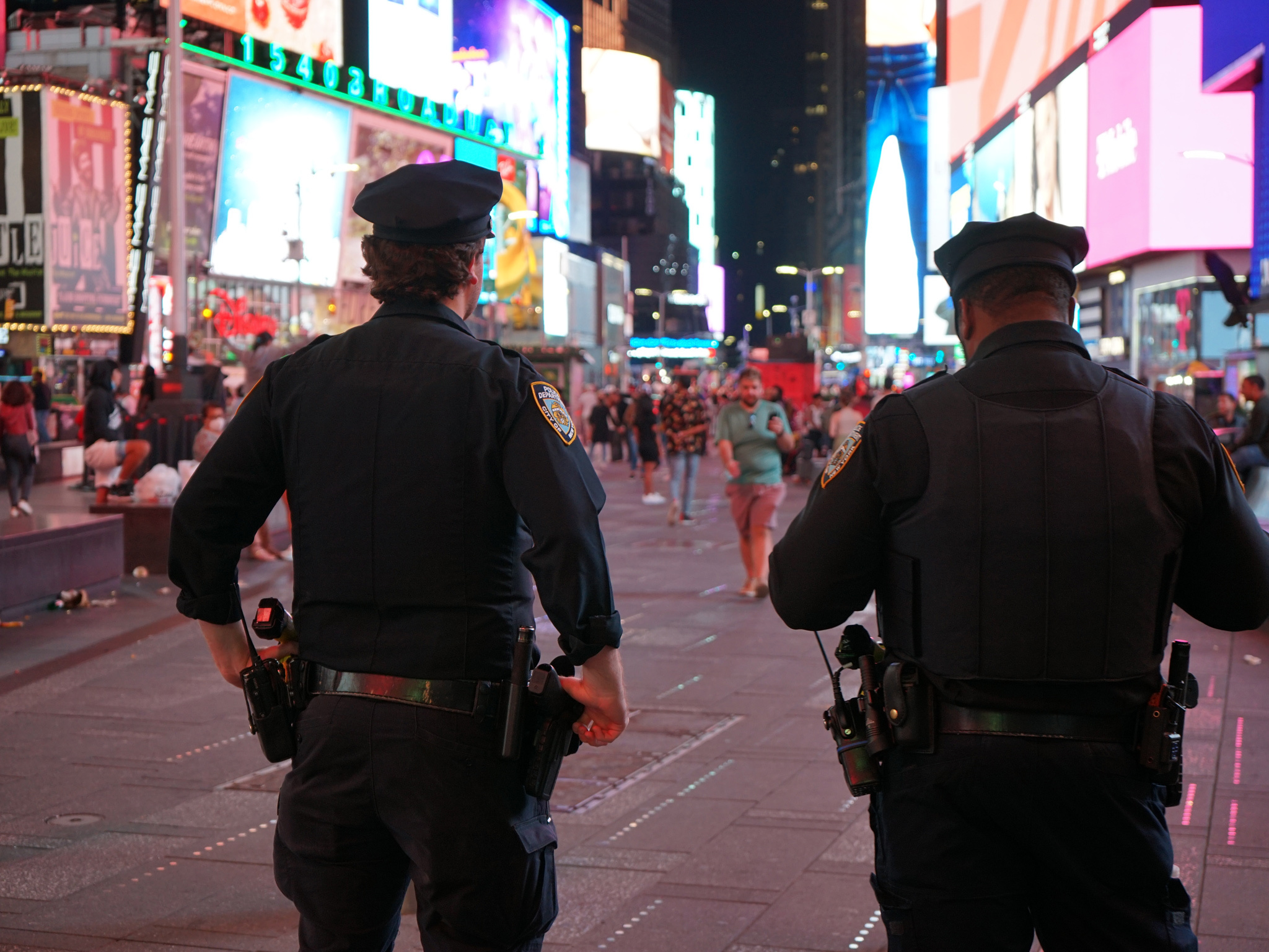 NYC Police Officers Patrol Broadway and Times Square