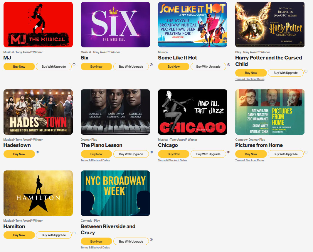 Broadway Week Ticket Offer List