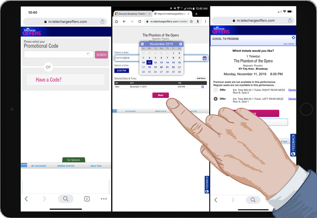 Telecharge Offers Discount Code Page iPad