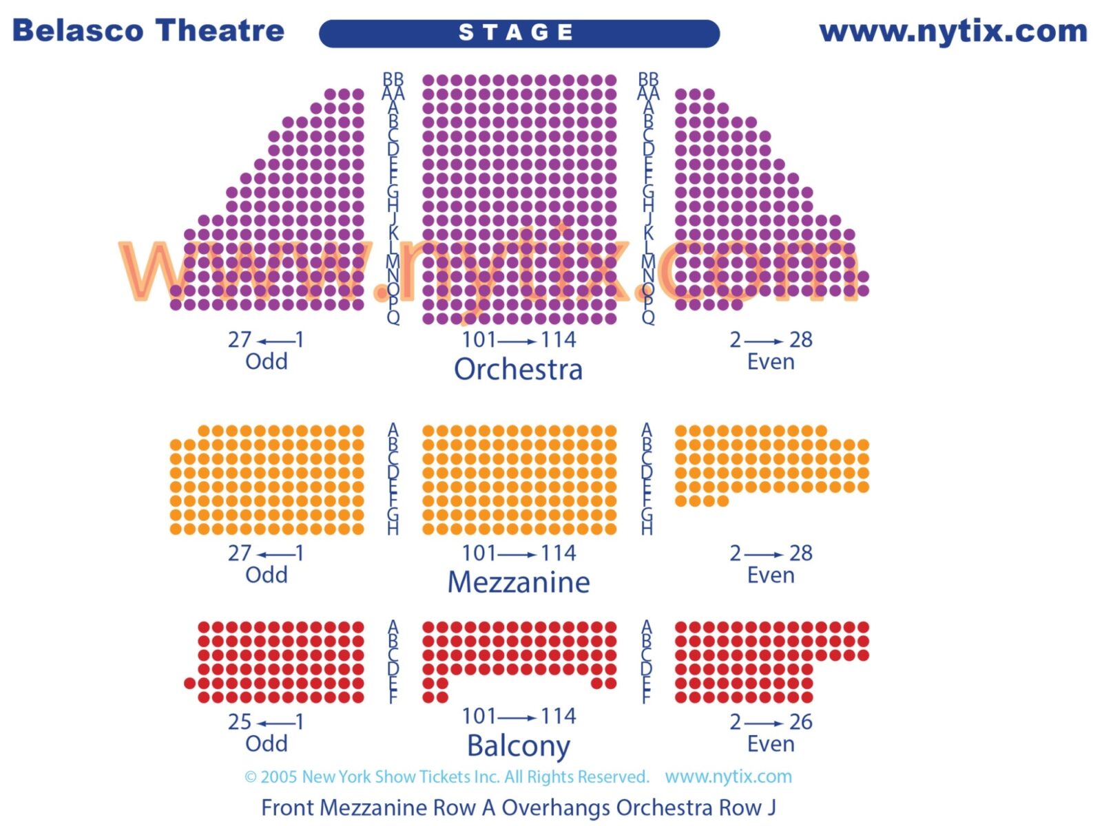 The Belasco Theater Seating Chart
