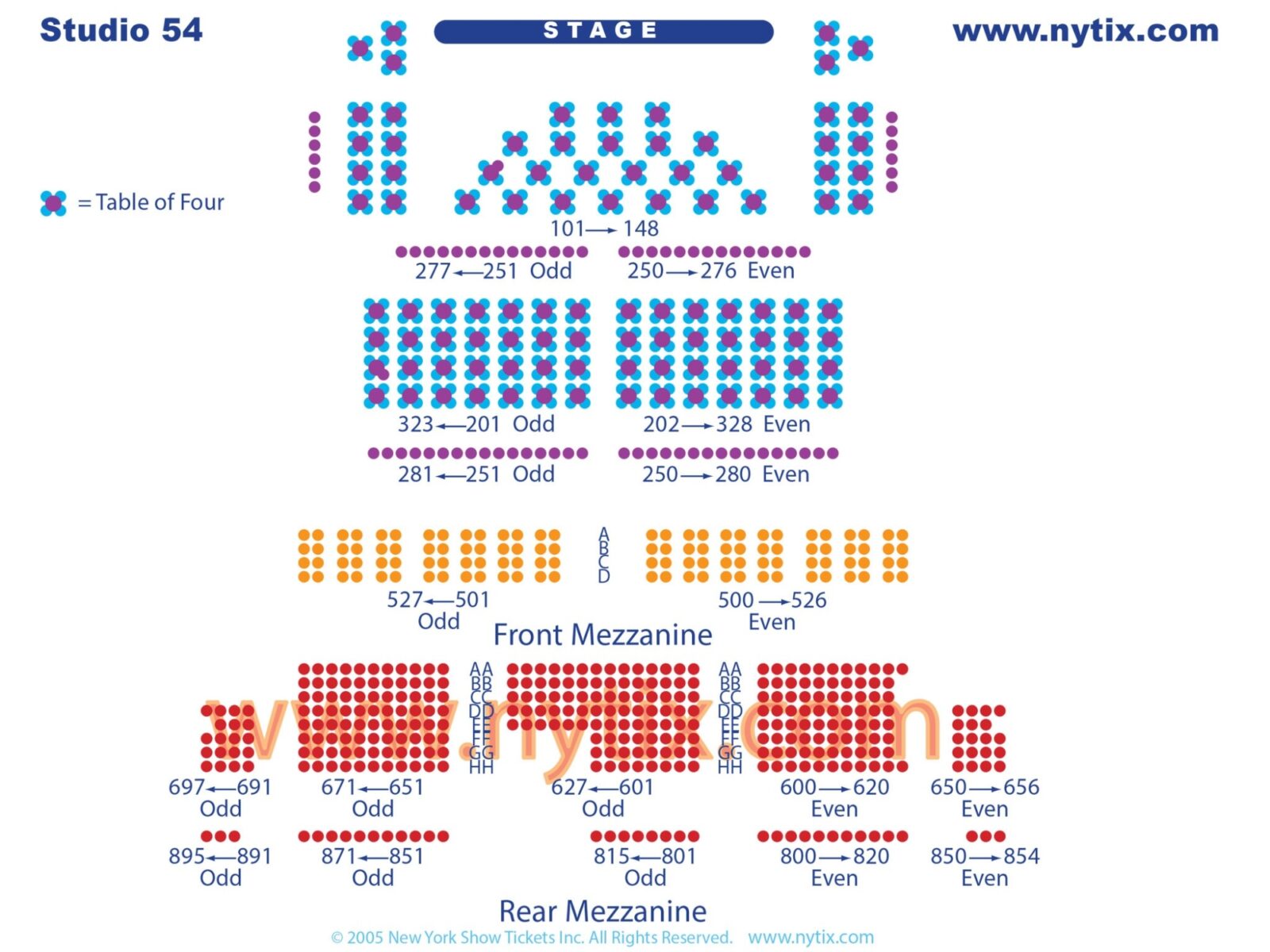Studio 54 Seating Chart